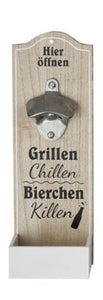 Wand-Flaschenöffner "Grillen Chillen Bierchen Killen"