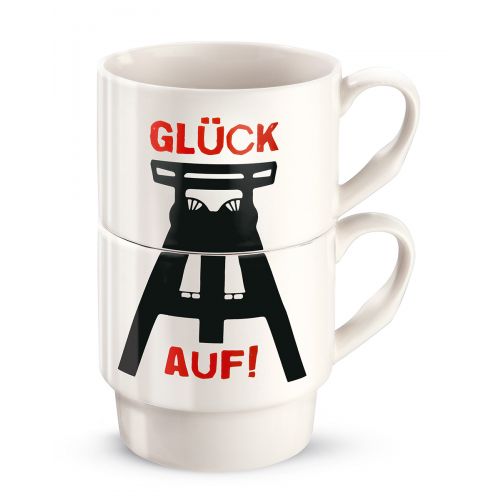 Stapeltassen "Glück Auf" 2-tlg.